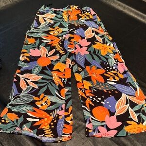 En Creme Floral Wide Leg Pants - Black, Orange, Pink, GUC, size L